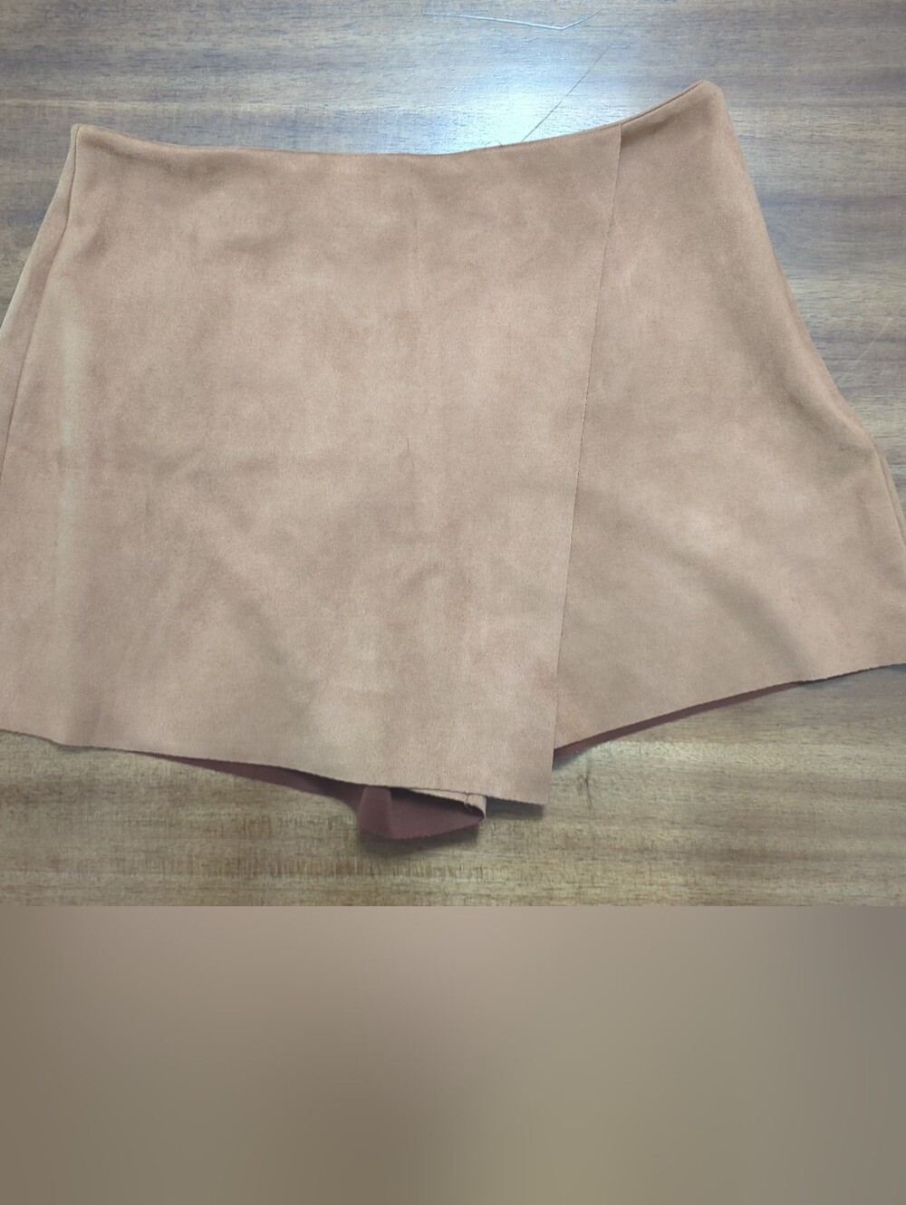 Dress Forum Los Angeles Faux Suede Tan Skort, Side Zip,  Women's Large